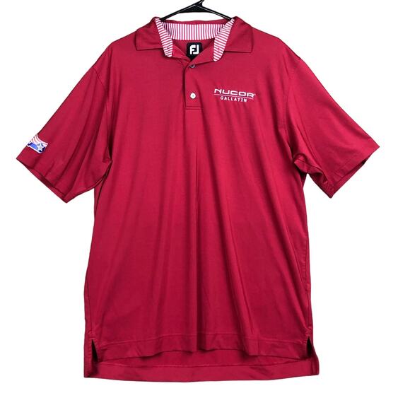 FootJoy Mens Shirt Red Golf Polo Athleisure Comfort Quick Dry Stretch Large - Picture 1 of 12